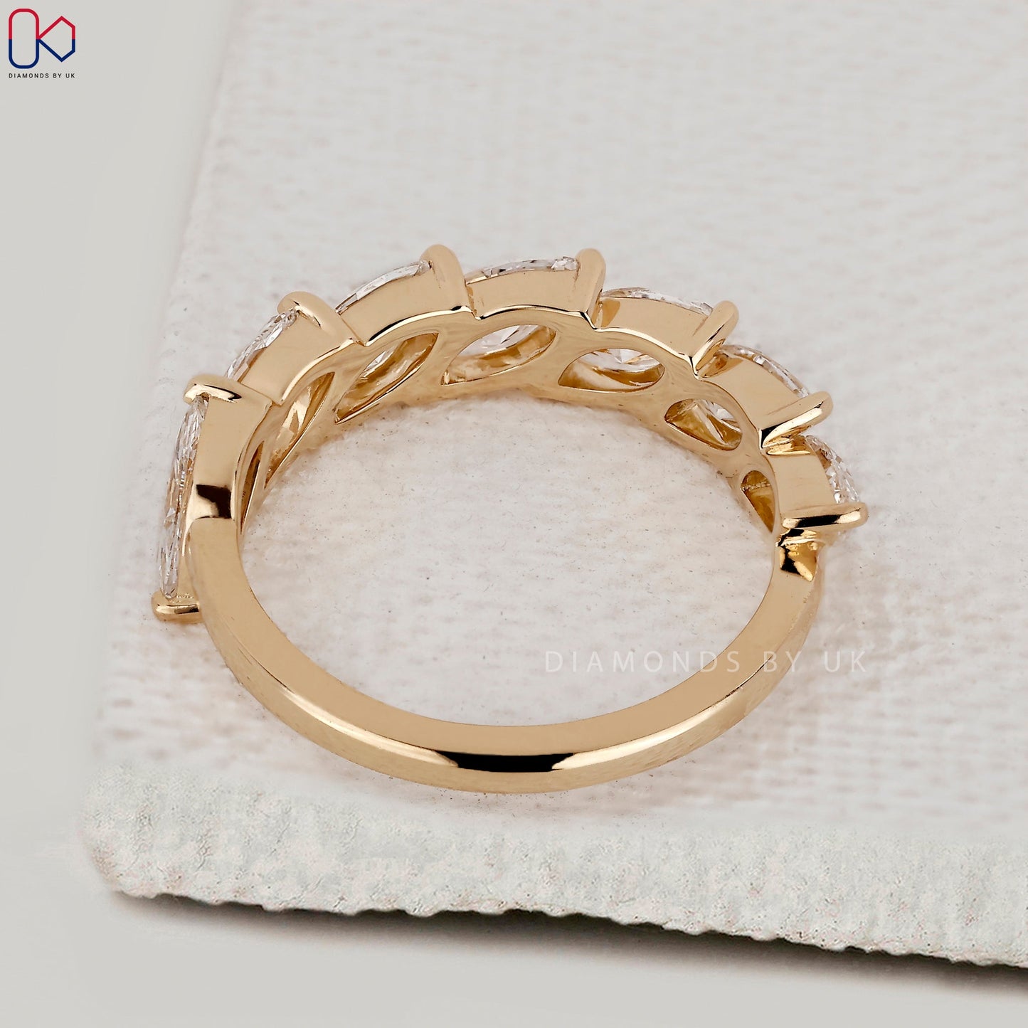 Half Eternity Marquise Wedding Band in Yellow Gold
