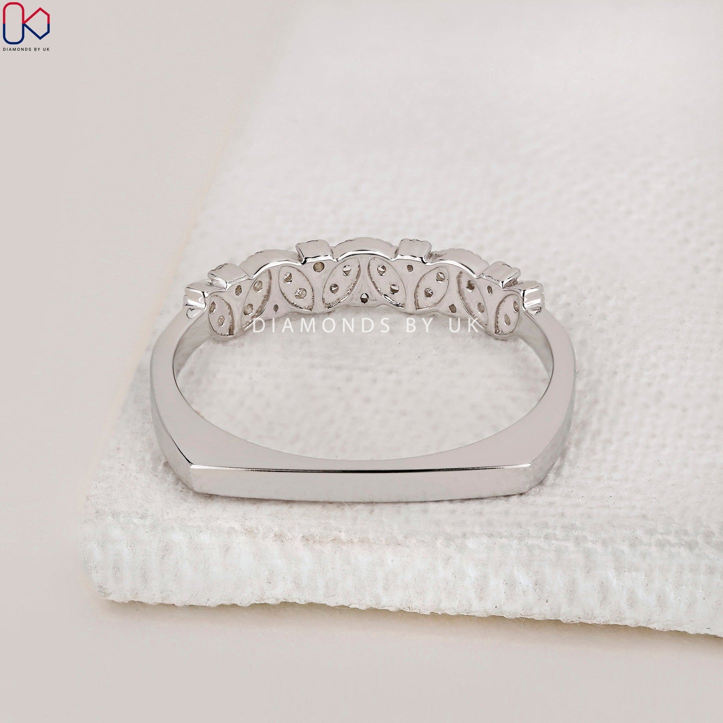 Marquise Shape Outline Milgrain Wedding Band