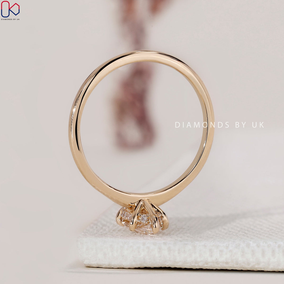 Marquise Cut Diamond Ring In Hidden Halo Setting