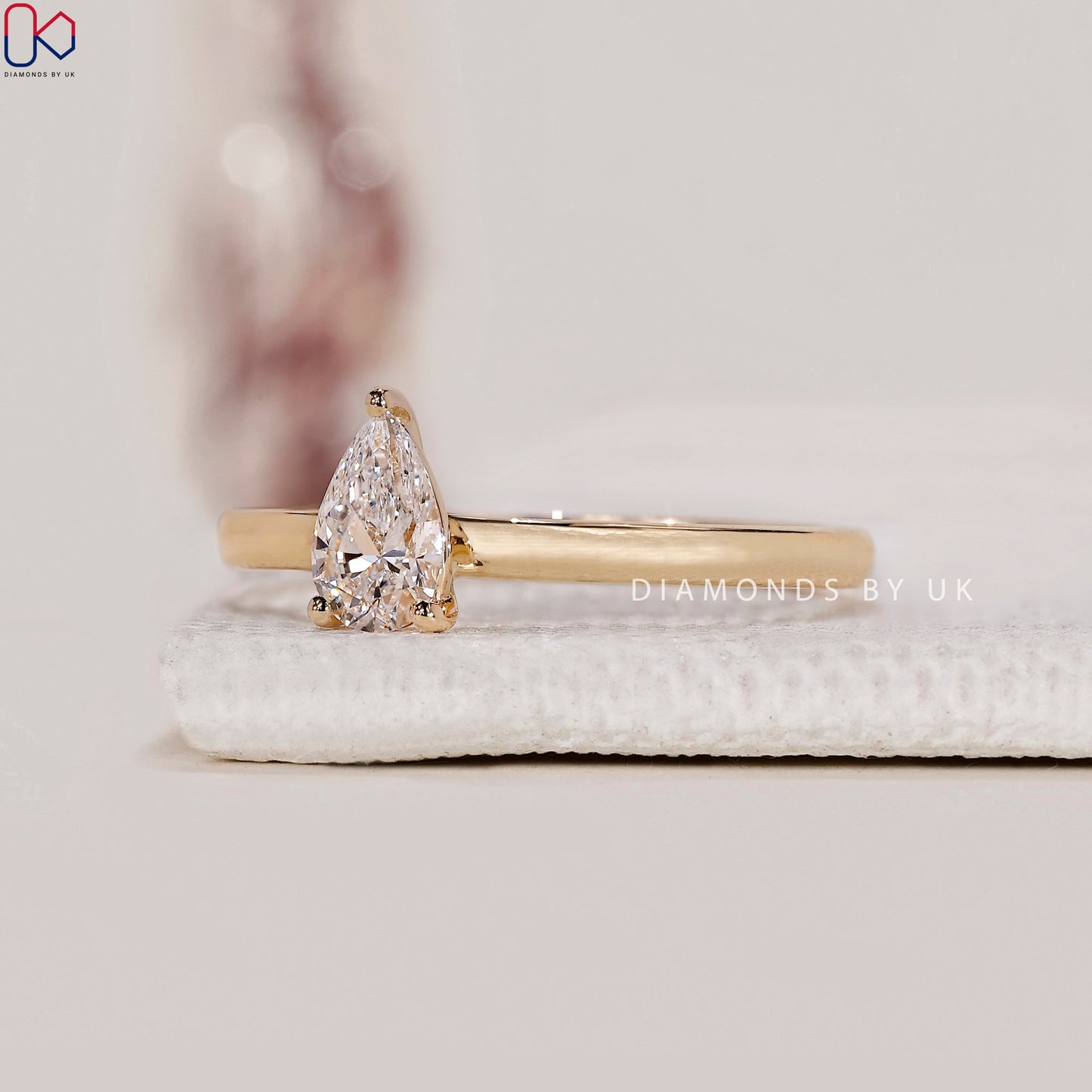 Teardrop Diamond Ring In Yellow Gold
