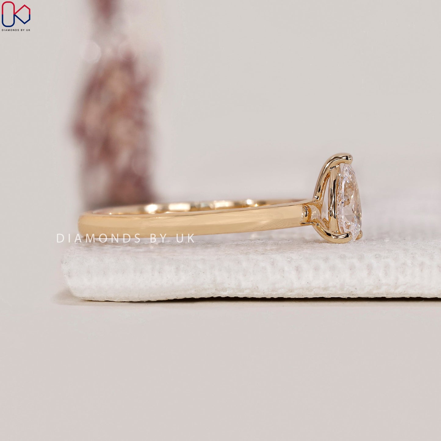 Teardrop Diamond Ring In Yellow Gold