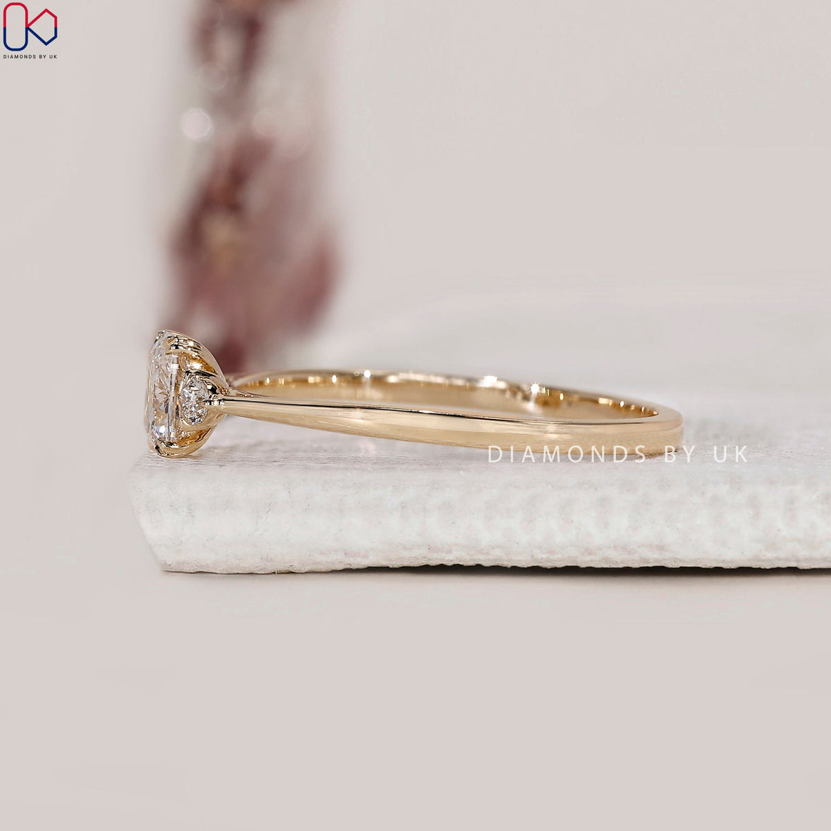 3 Stone Cushion Cut Engagement Ring