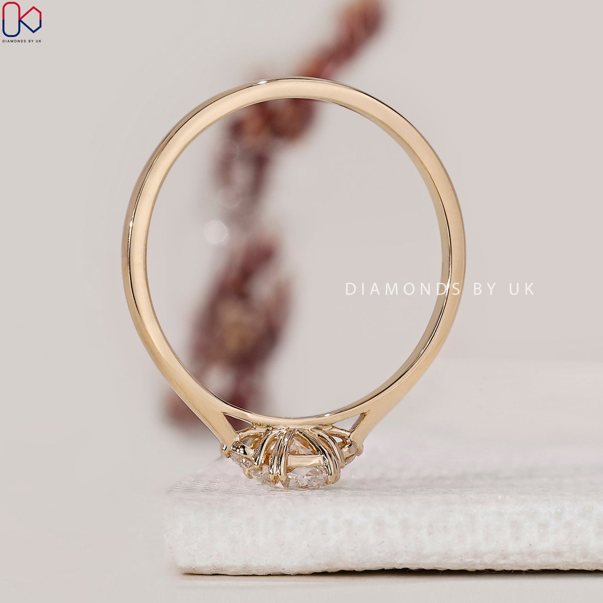 3 Stone Cushion Cut Engagement Ring
