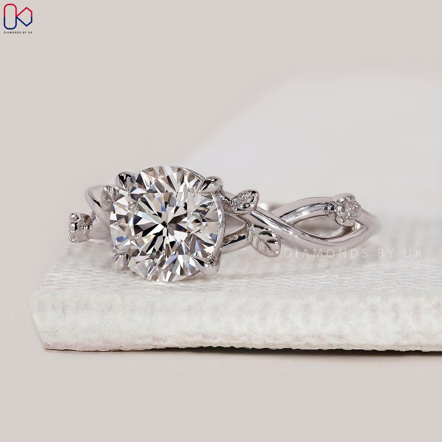 Round Cut Diamond Nature Inspired Engagement Ring