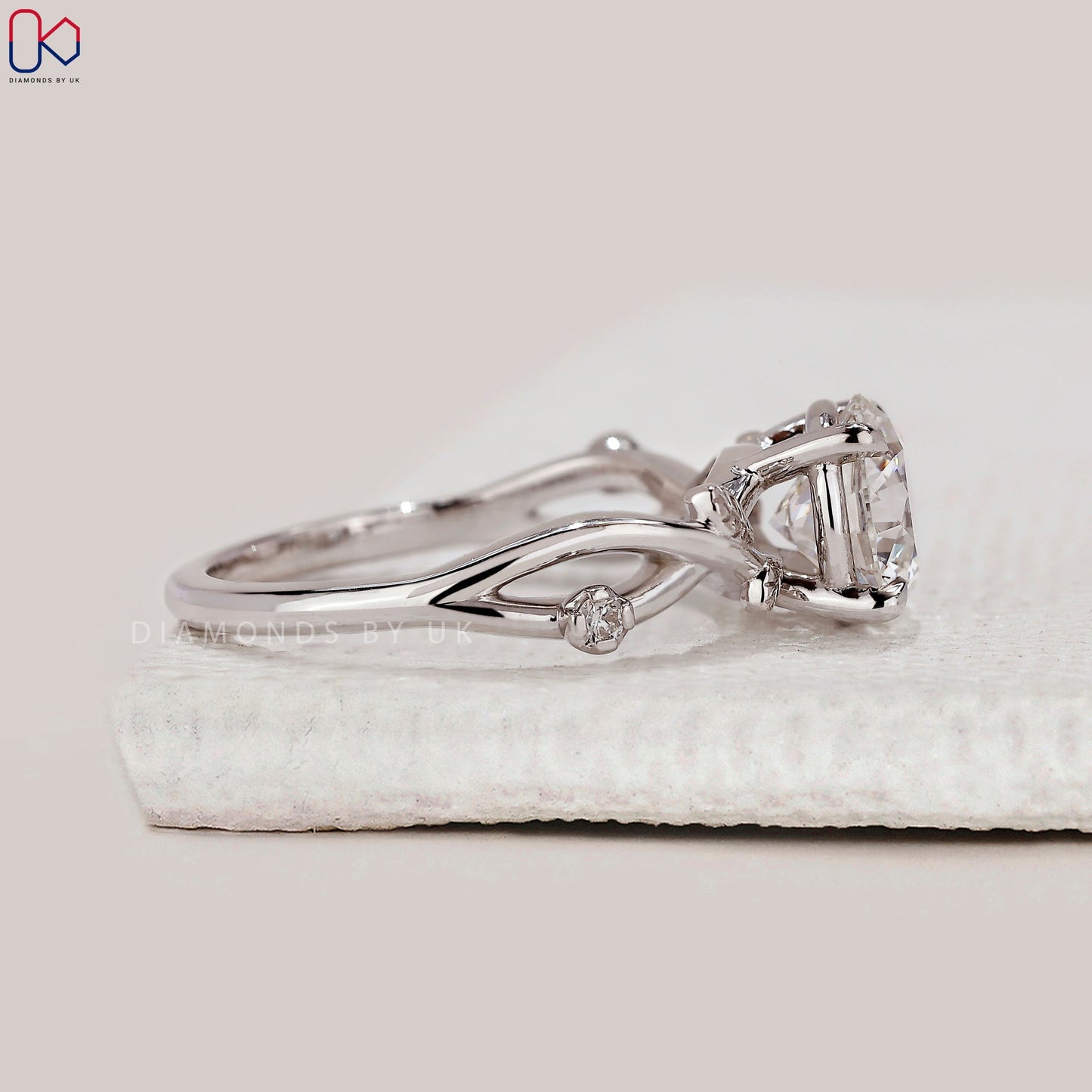 Round Cut Diamond Nature Inspired Engagement Ring