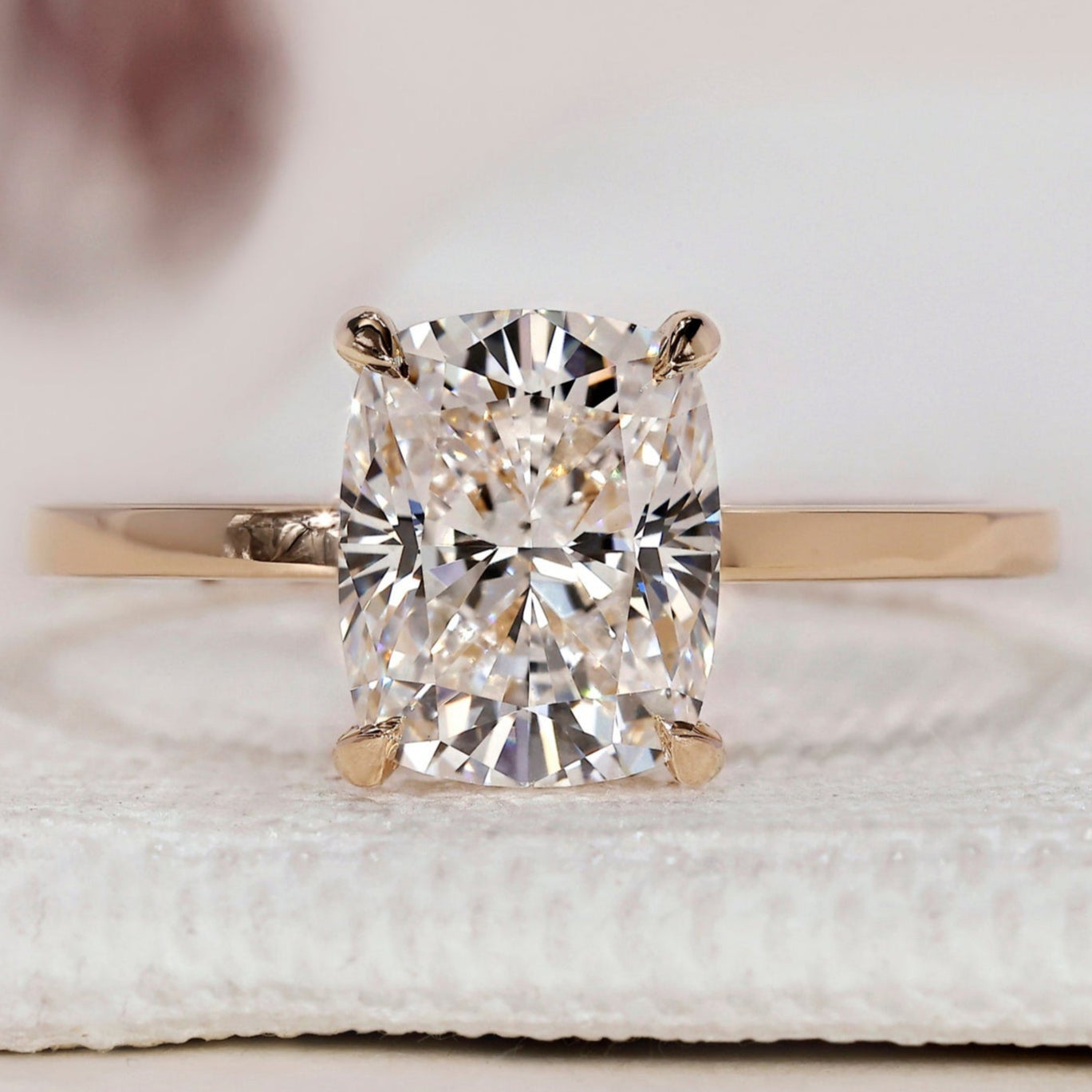 Elongated Cushion Engagement Ring - Solitaire Setting