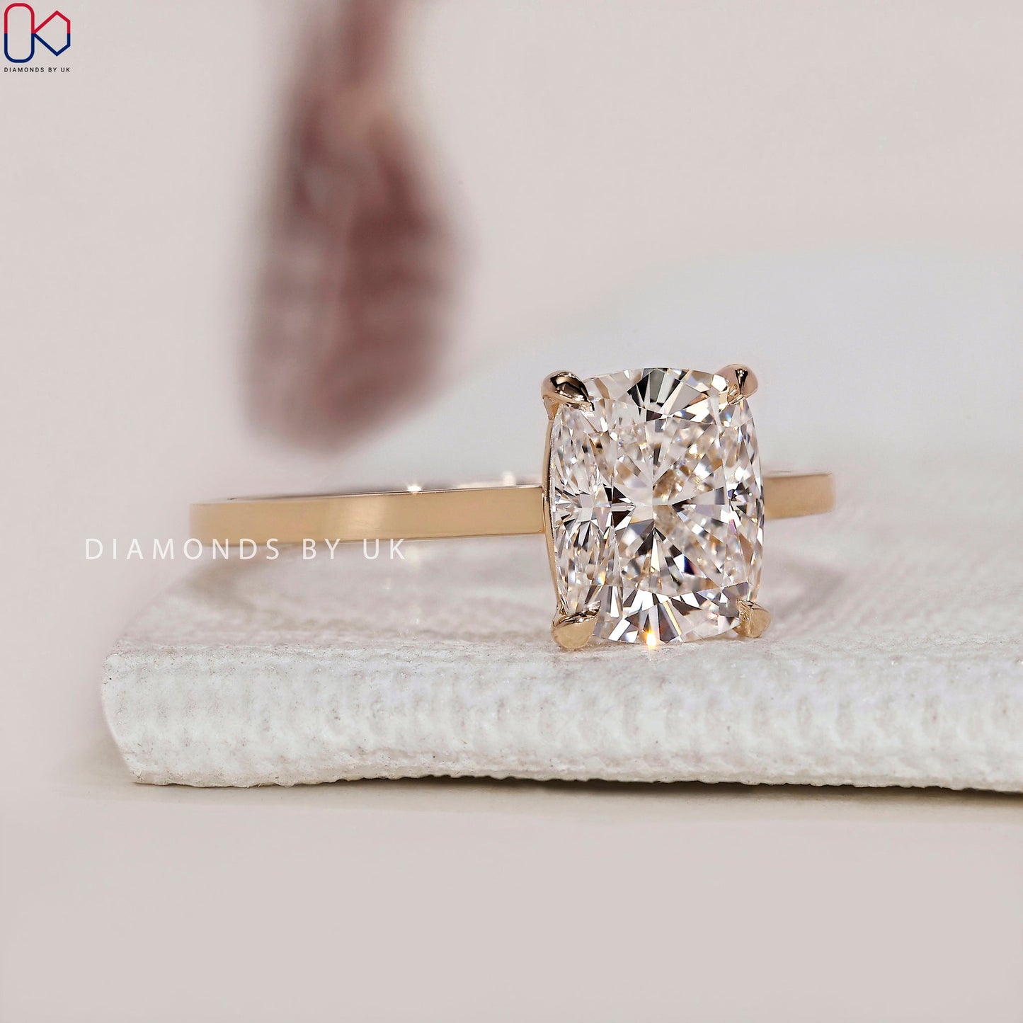 Elongated Cushion Engagement Ring - Solitaire Setting