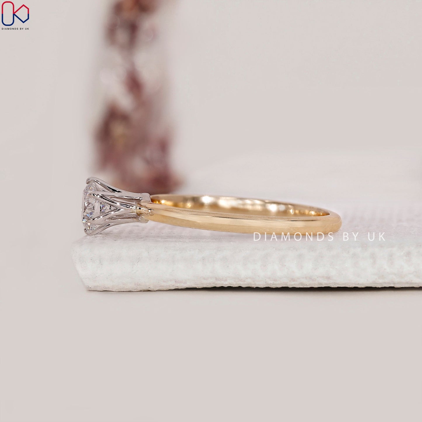 White And Yellow Gold Solitaire Diamond Engagement Ring