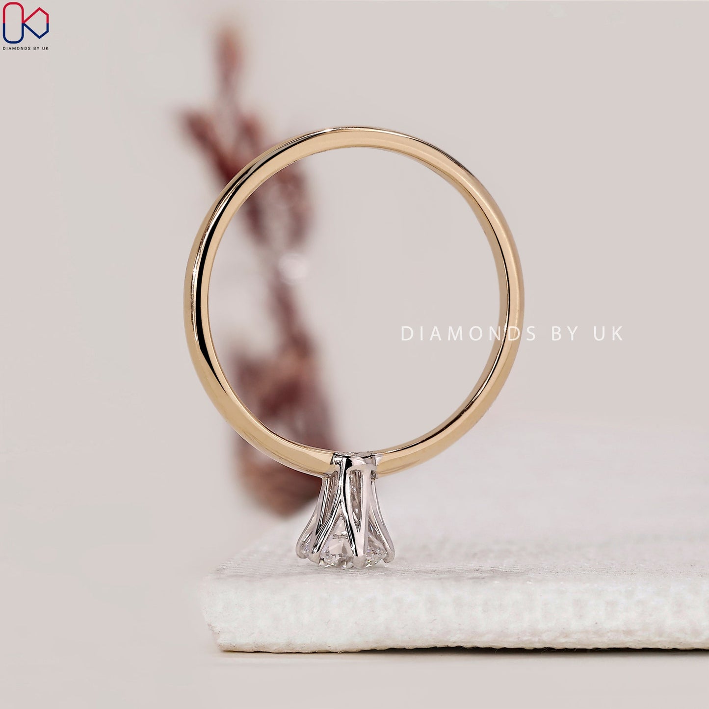 White And Yellow Gold Solitaire Diamond Engagement Ring