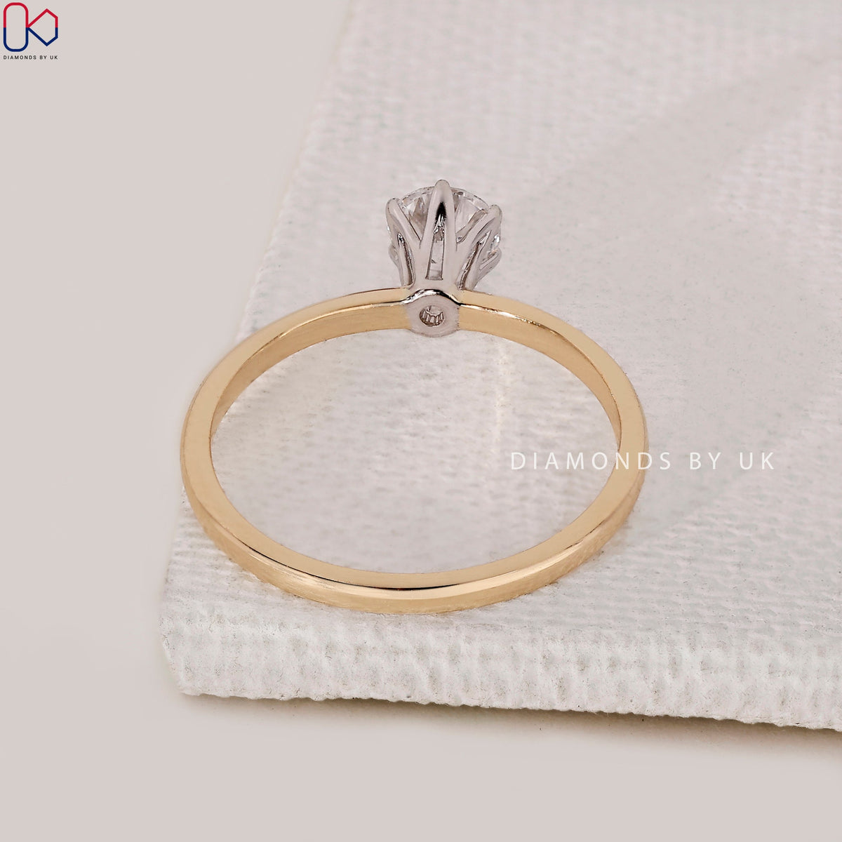 White And Yellow Gold Solitaire Diamond Engagement Ring