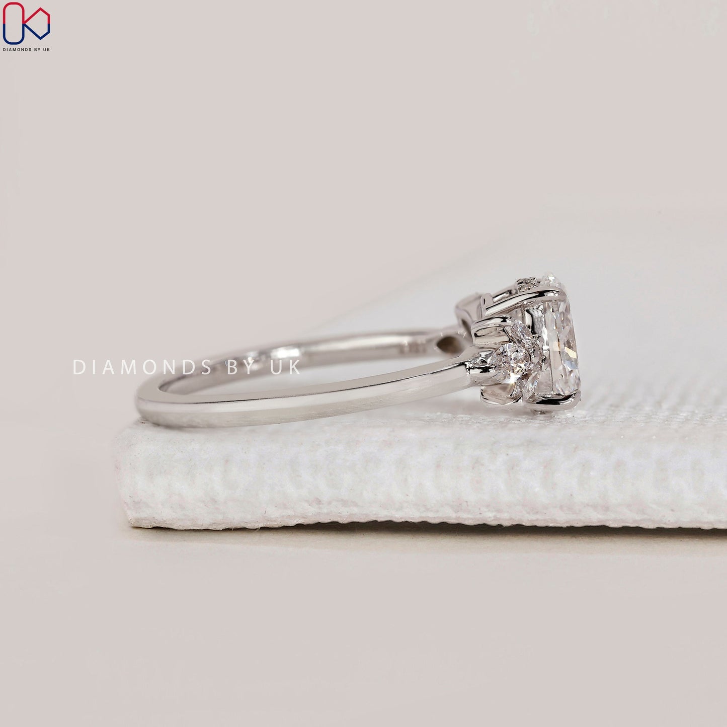 Asscher Cut Diamond Ring In White Gold