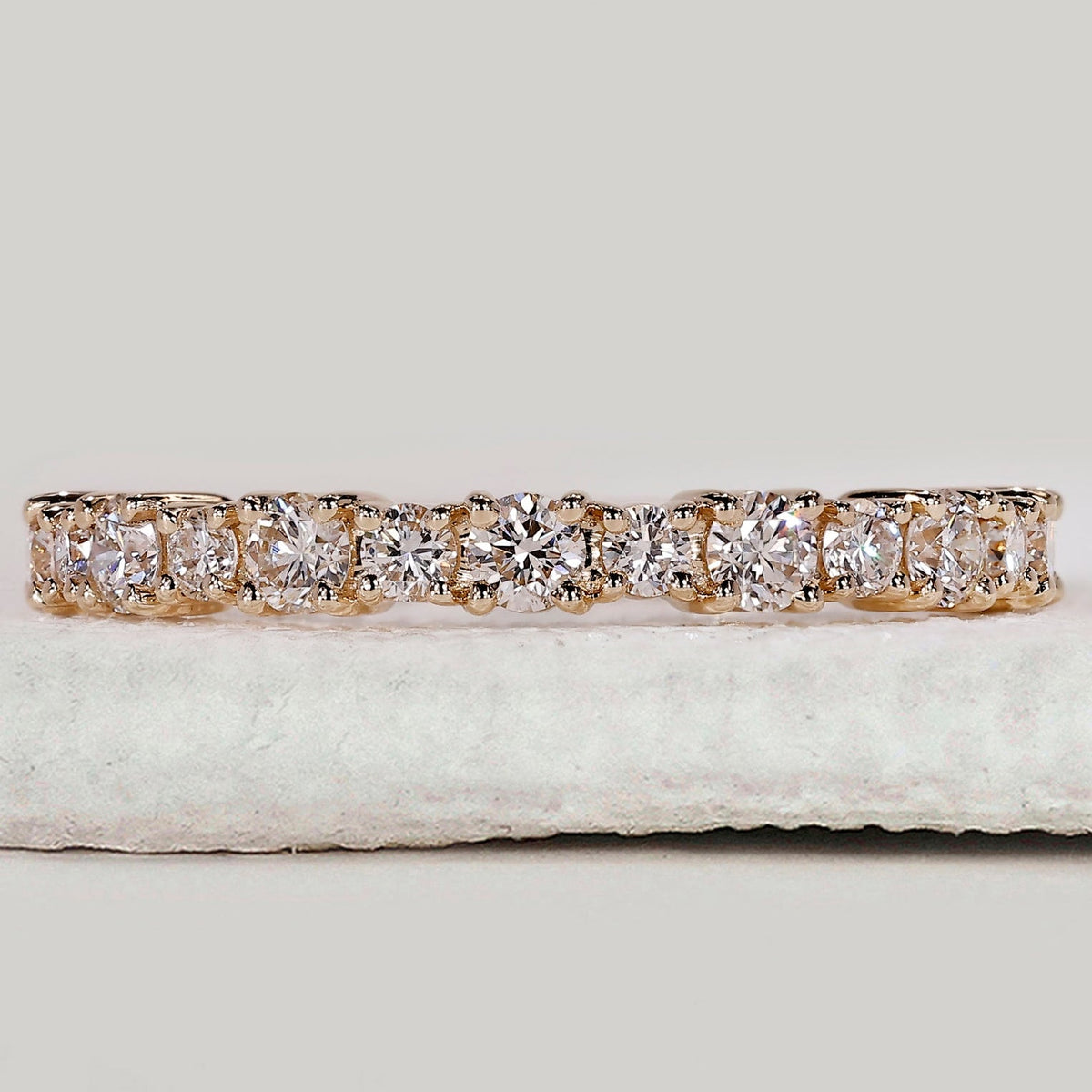 Round Diamond Wedding Band in Half Eternity
