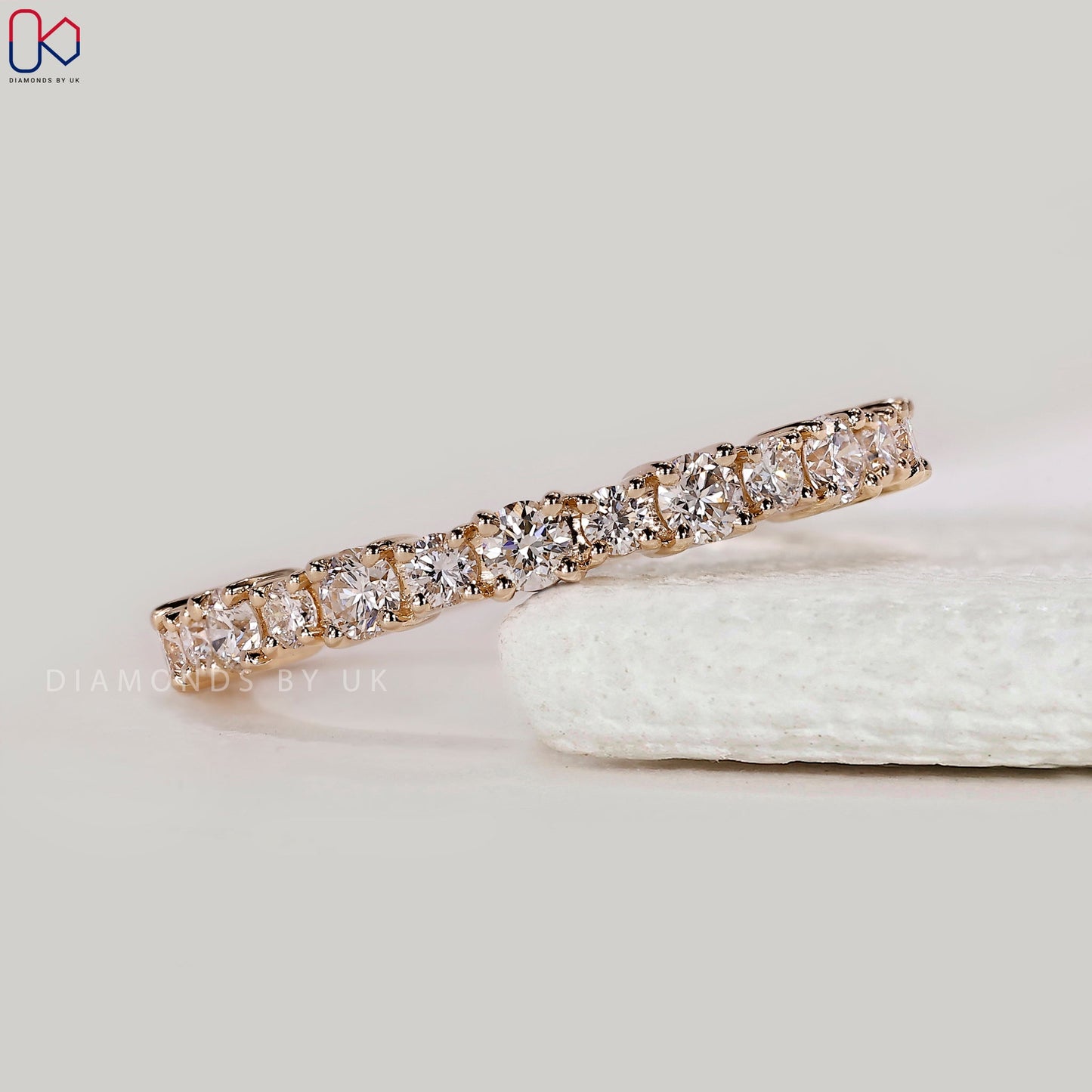 Round Diamond Wedding Band in Half Eternity