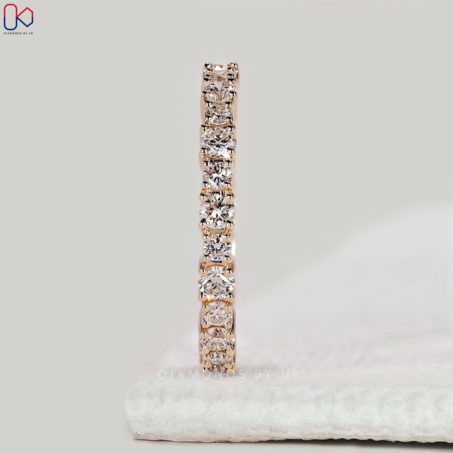 Round Diamond Wedding Band in Half Eternity