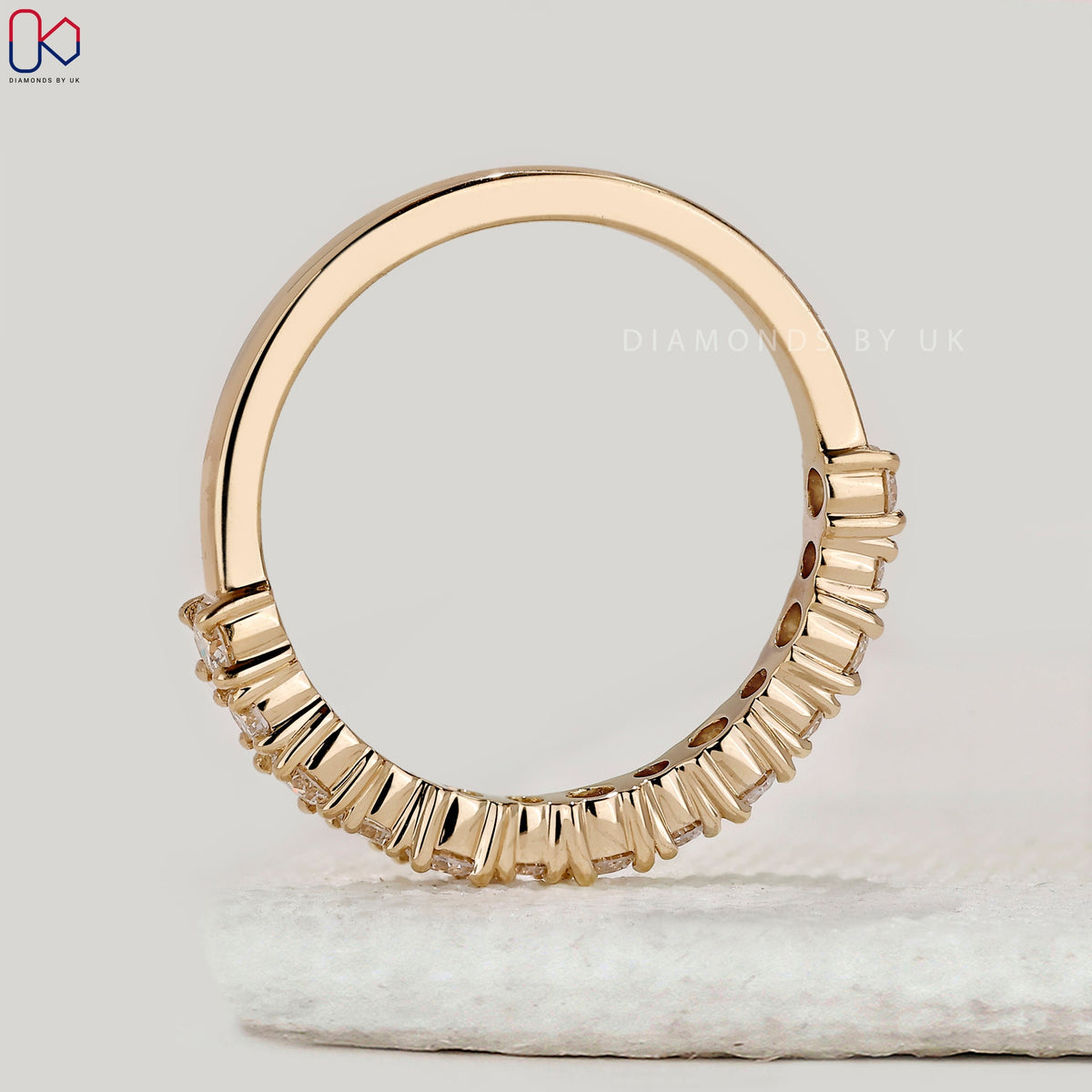 Round Diamond Wedding Band in Half Eternity