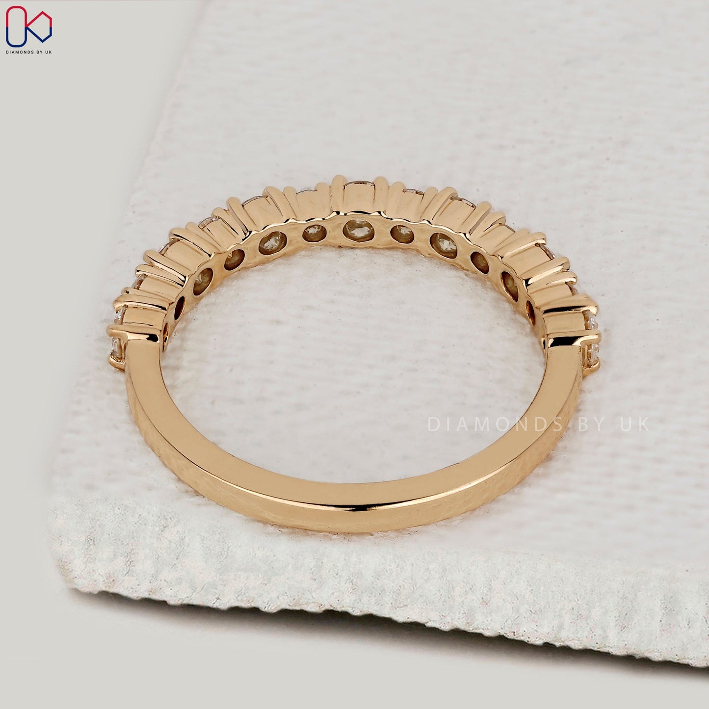 Round Diamond Wedding Band in Half Eternity
