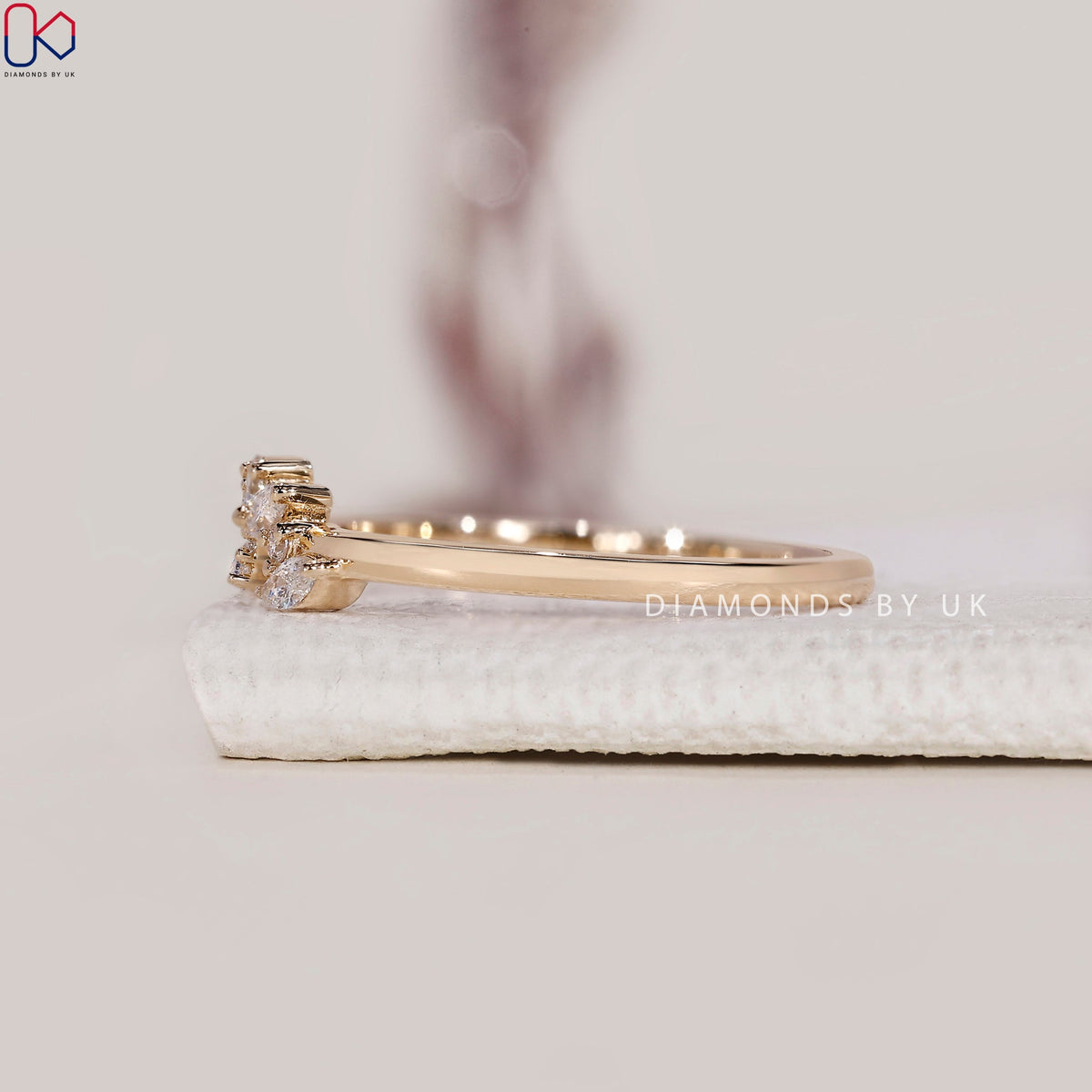 U Shaped Wedding Band - Marquise And Round Diamond