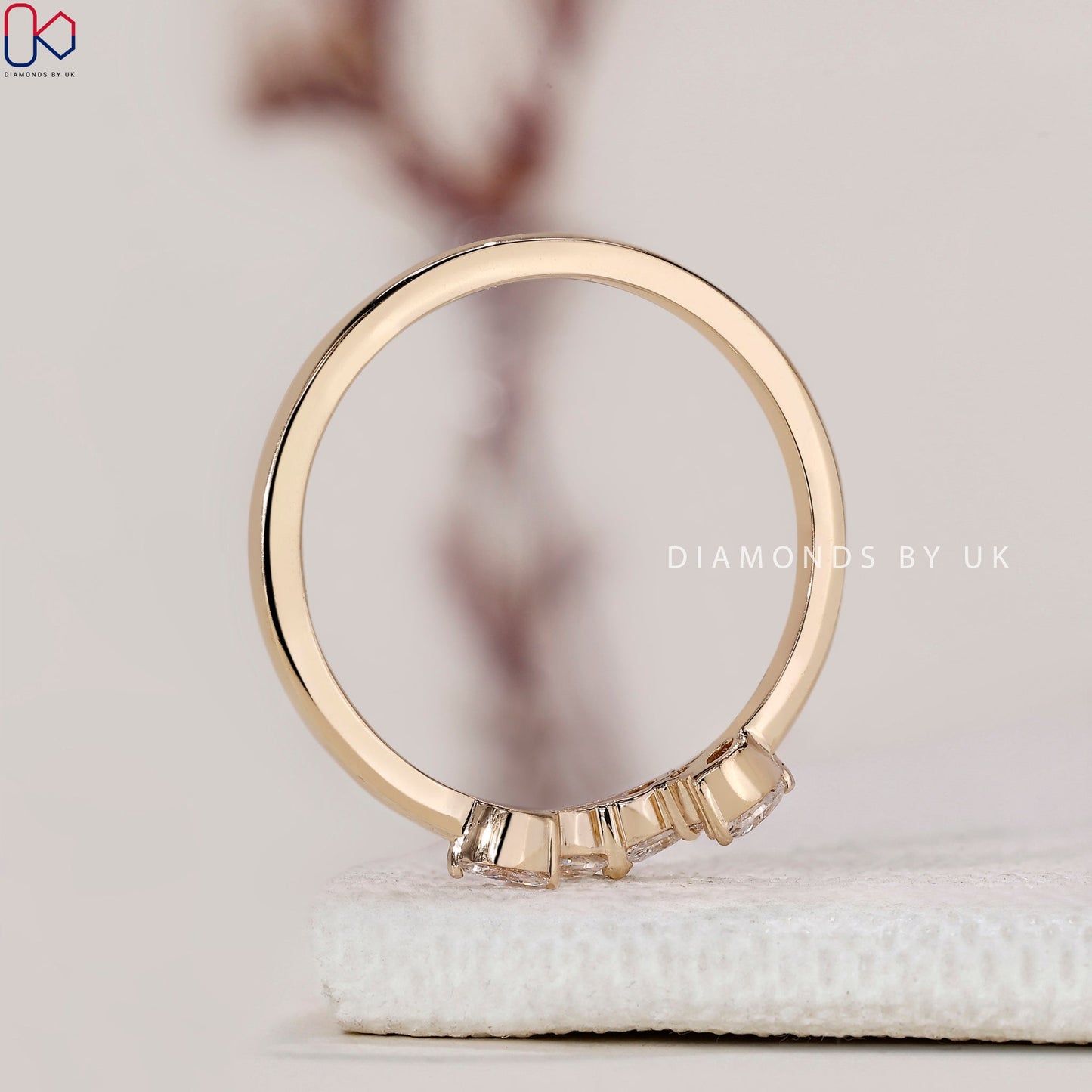 U Shaped Wedding Band - Marquise And Round Diamond