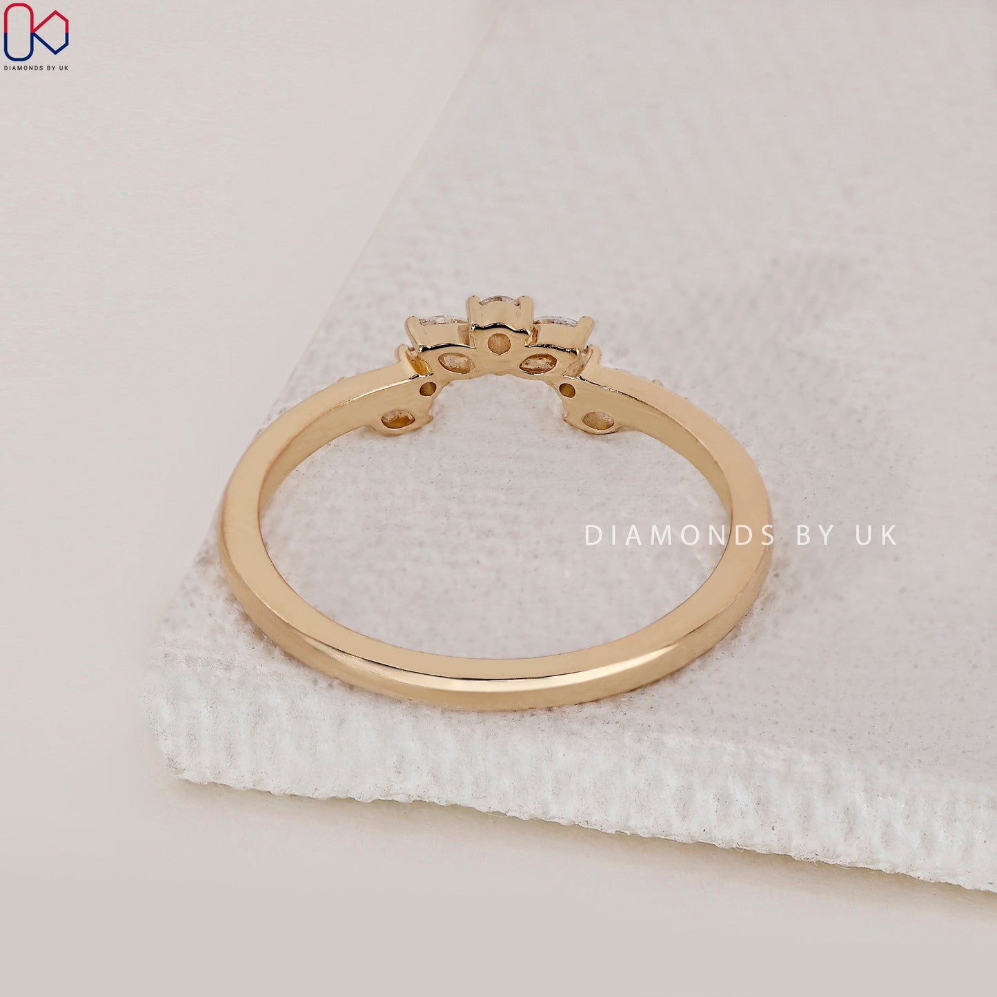 U Shaped Wedding Band - Marquise And Round Diamond