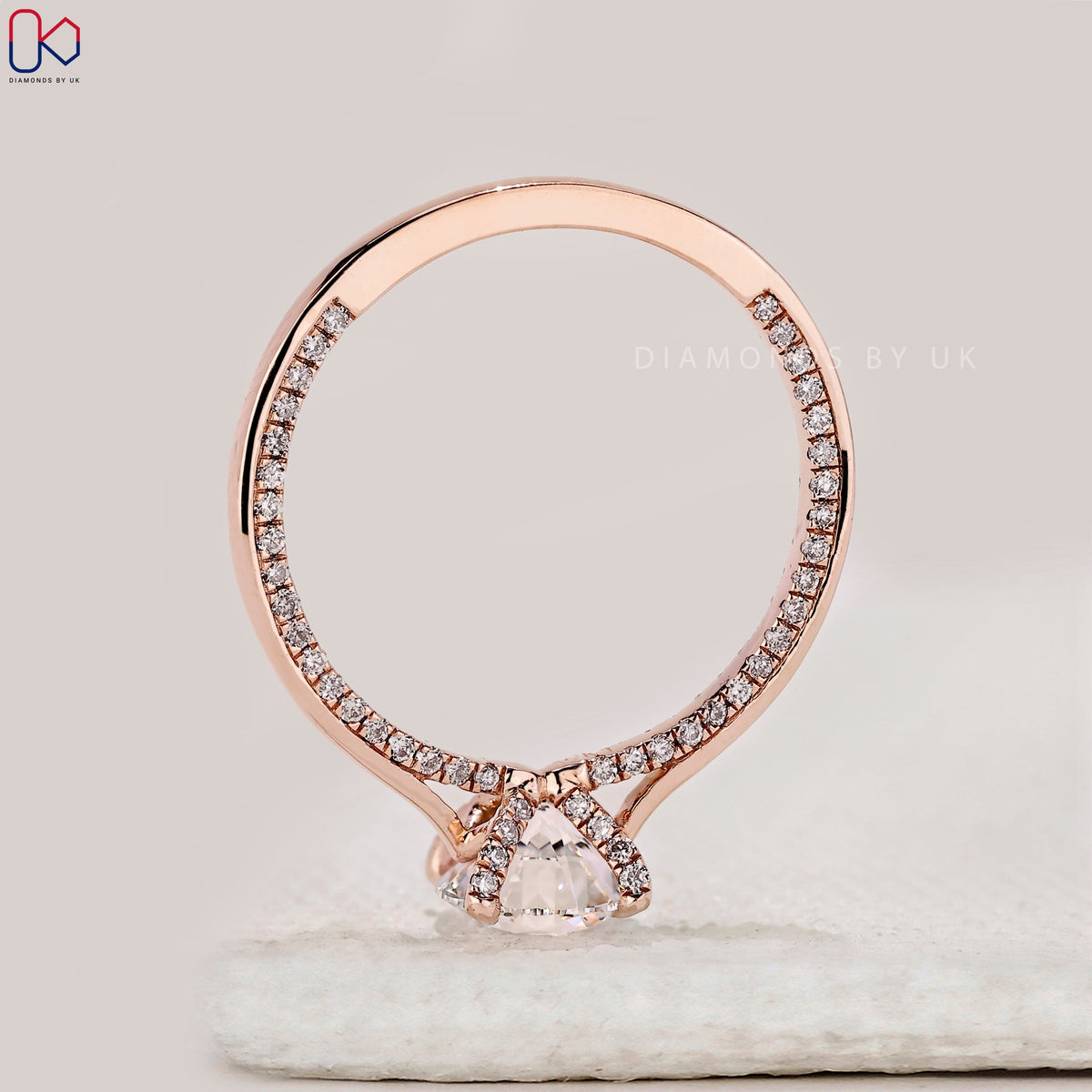 Hidden Pave Round Cut Rose Gold Diamond Ring