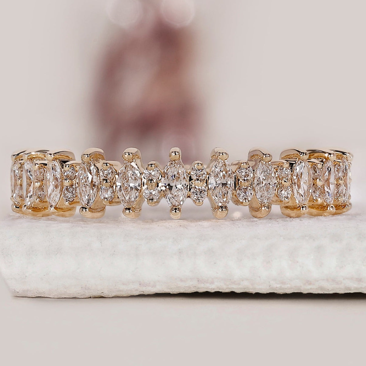 Half Eternity Round And Marquise Wedding Band
