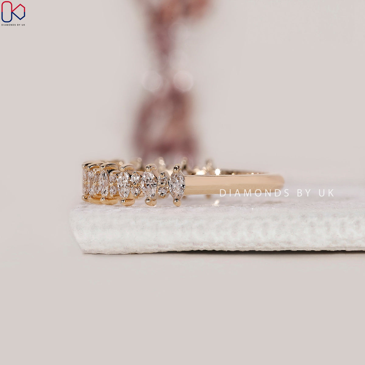Half Eternity Round And Marquise Wedding Band