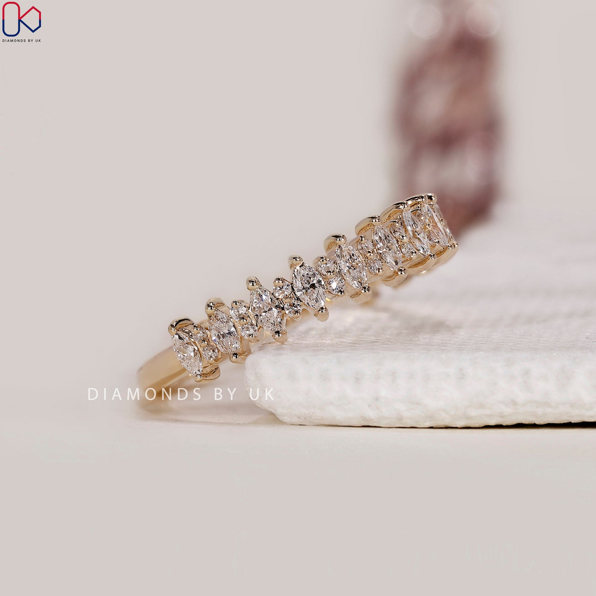 Half Eternity Round And Marquise Wedding Band