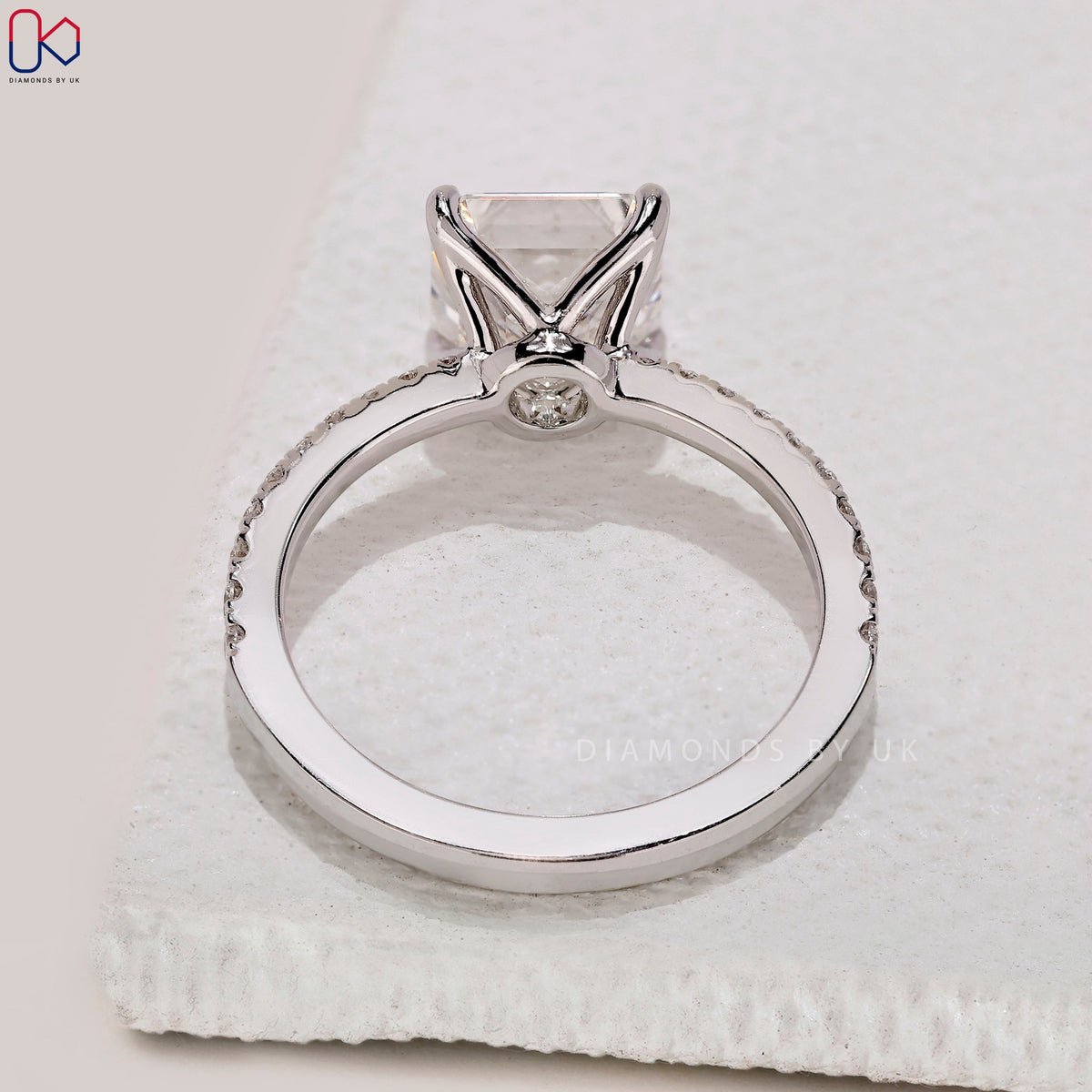 Asscher Diamond Engagement Ring in Pave Setting