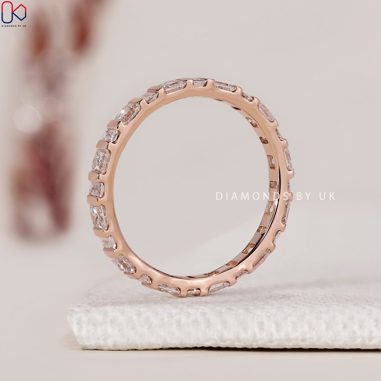 Princess Cut Diamond Rose Gold Wedding Band