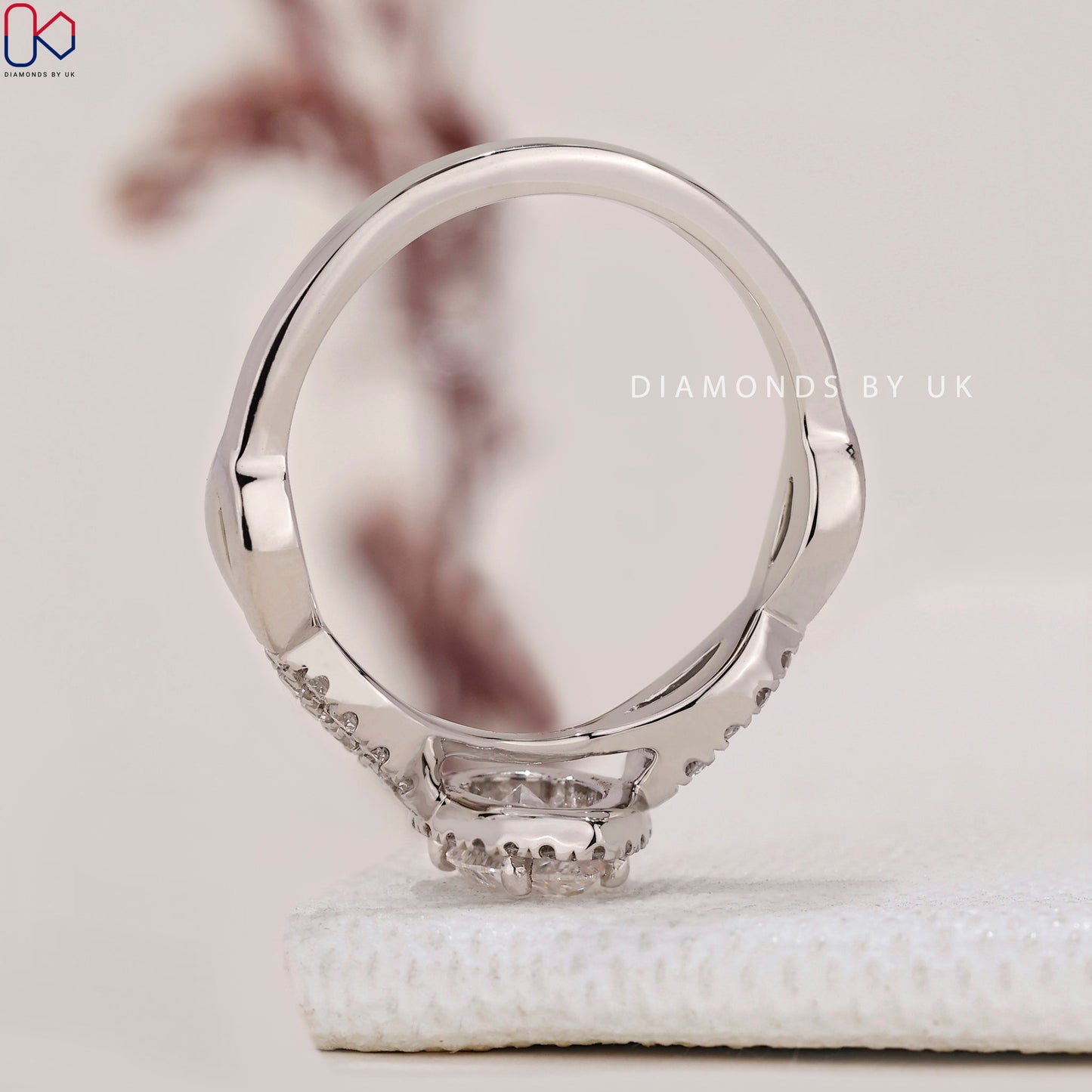 Pear Halo Engagement Ring - Twisted Pave