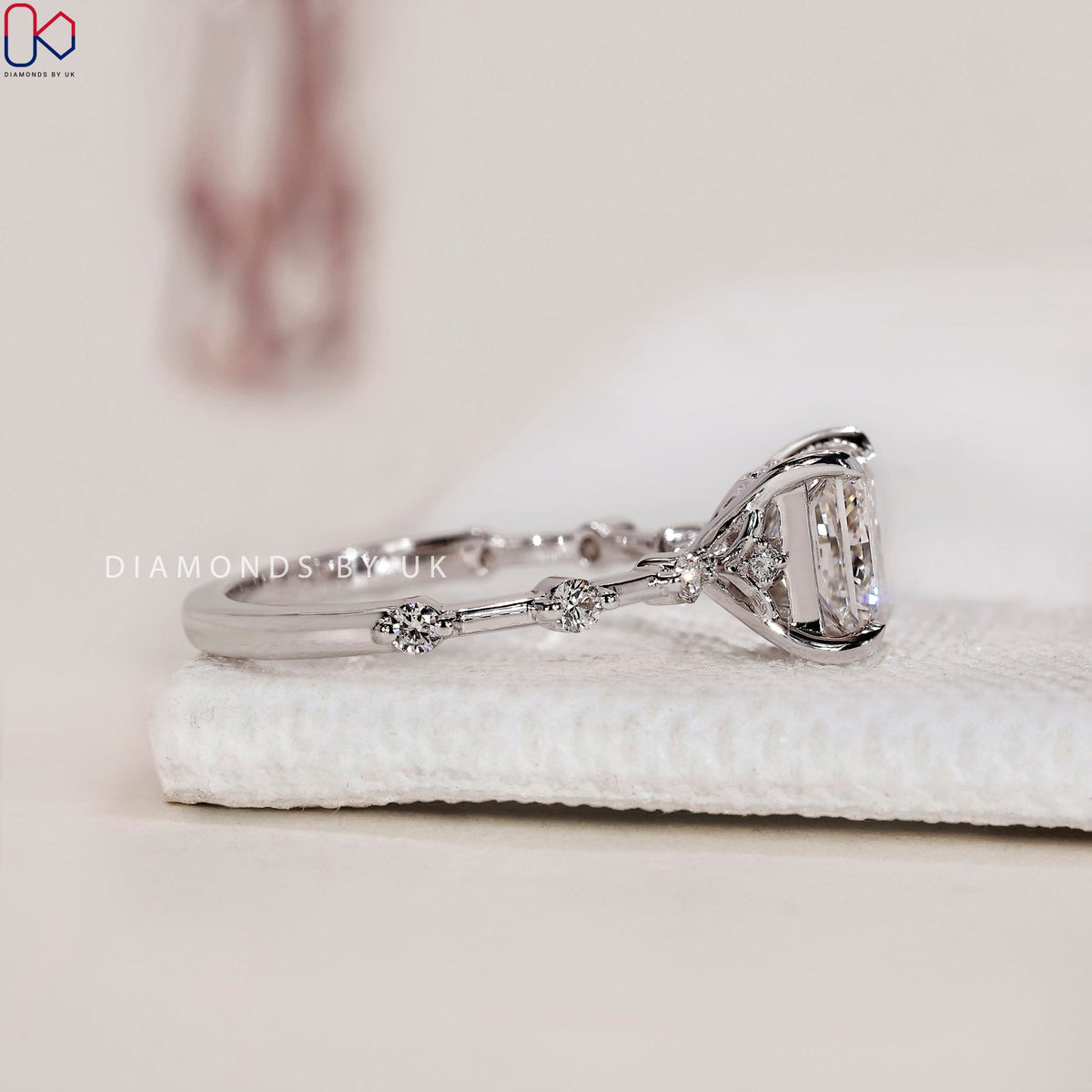 Princess Cut Diamond Engagement Ring - Distance Pave