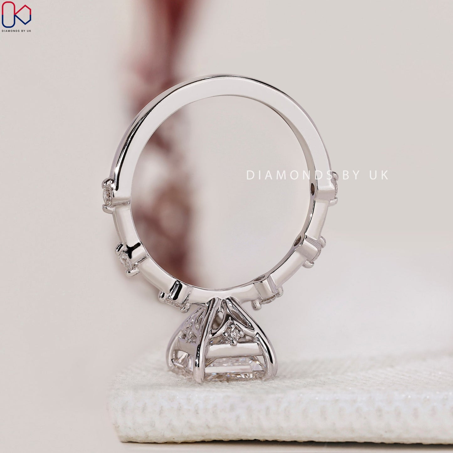 Princess Cut Diamond Engagement Ring - Distance Pave