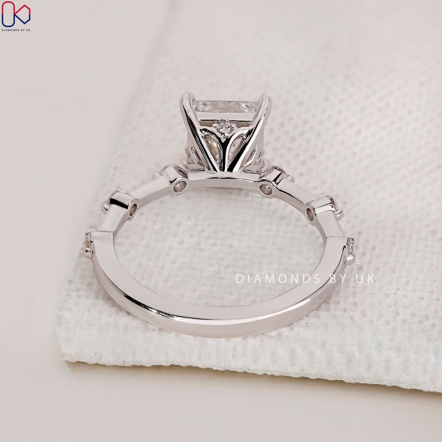 Princess Cut Diamond Engagement Ring - Distance Pave