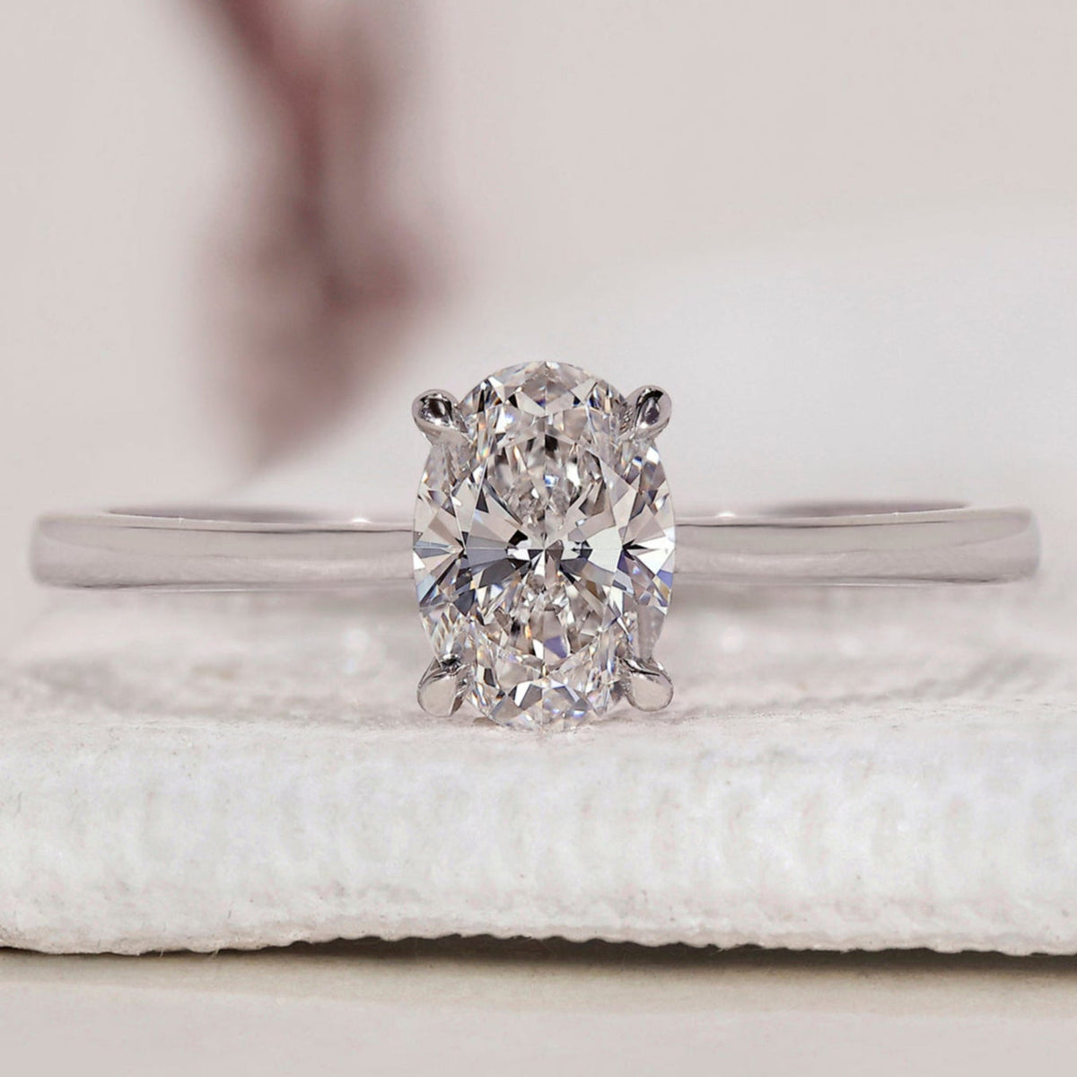 White Gold Oval Solitaire Engagement Ring