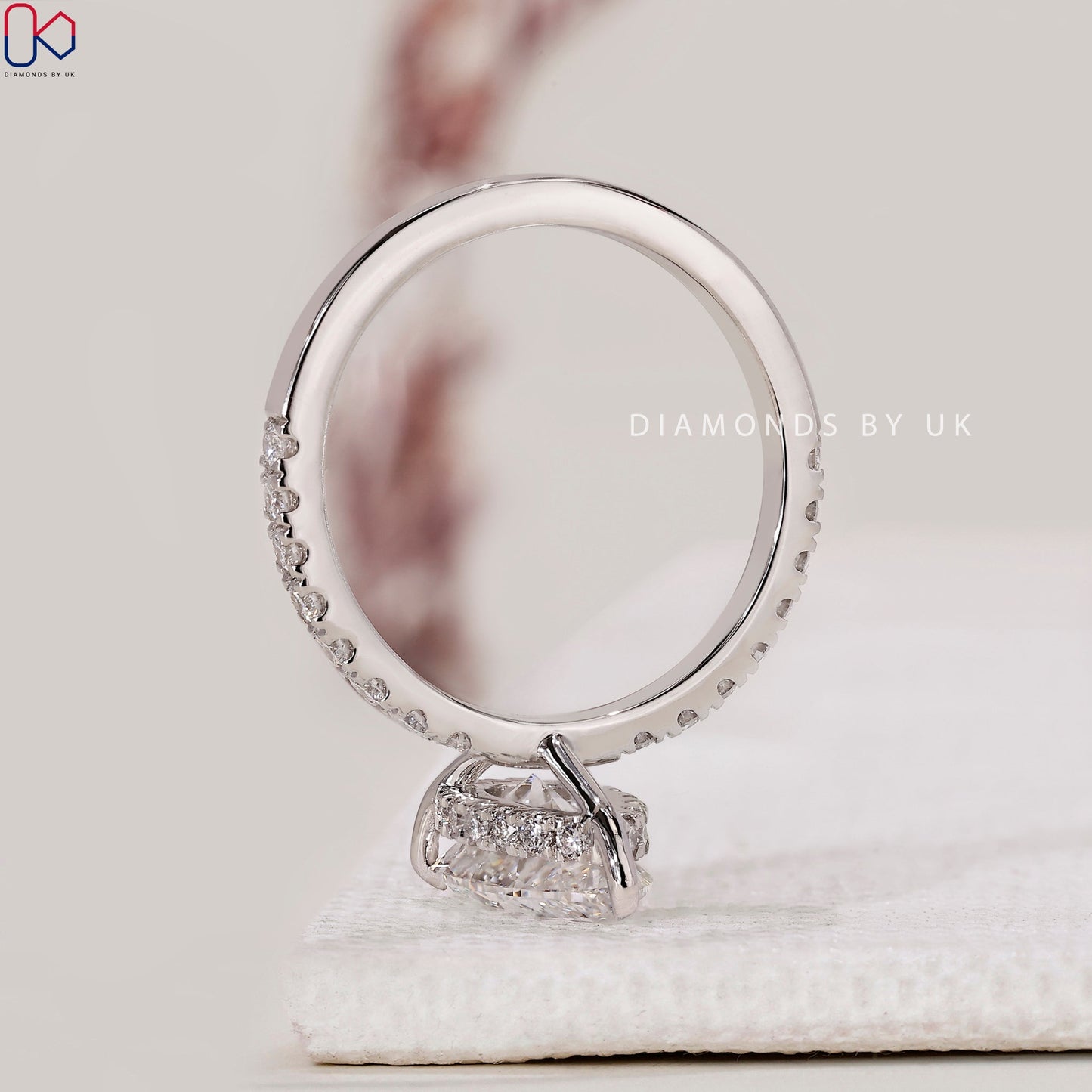 Pear Cut Hidden Halo Engagement Ring