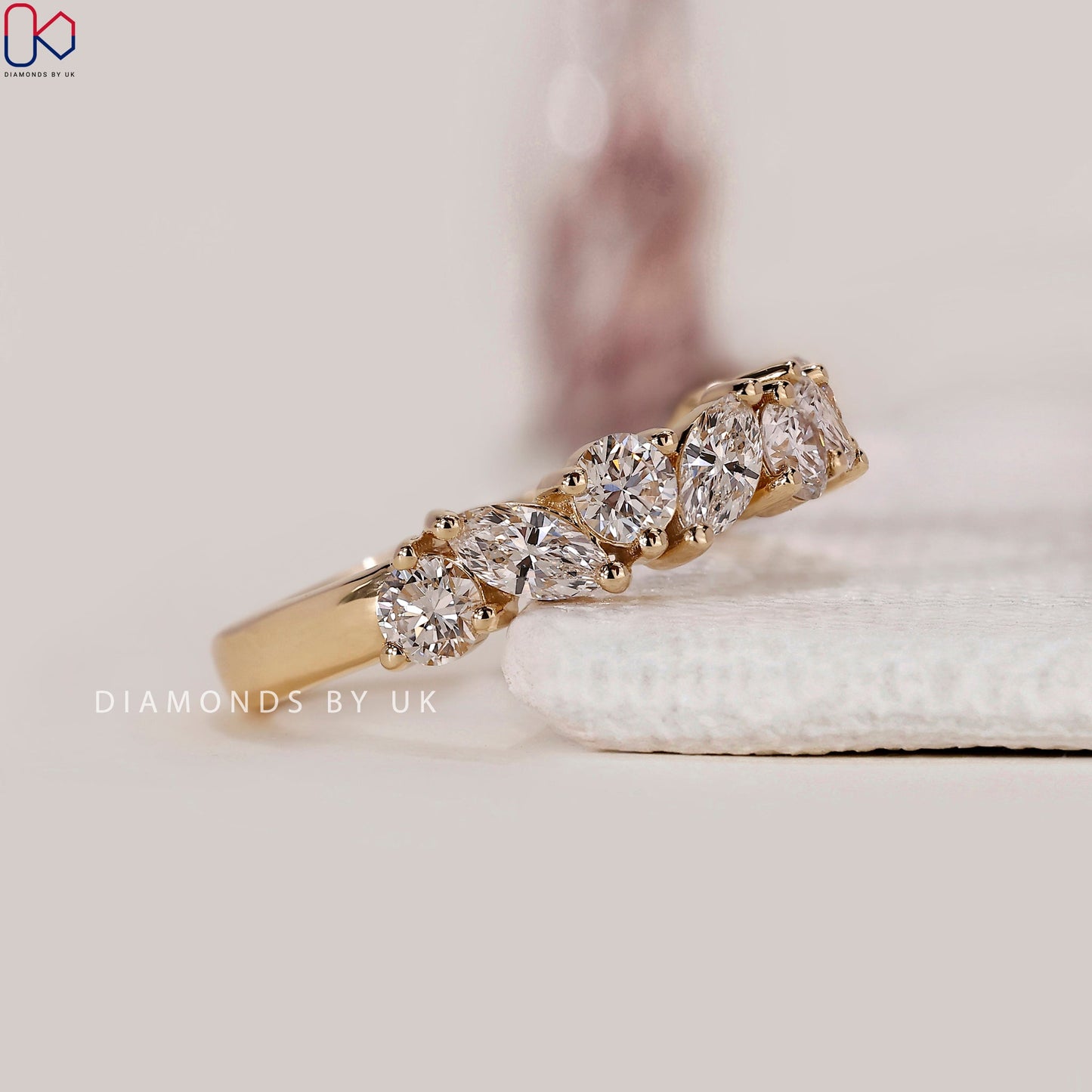 Marquise And Round Band In Half Eternity Style