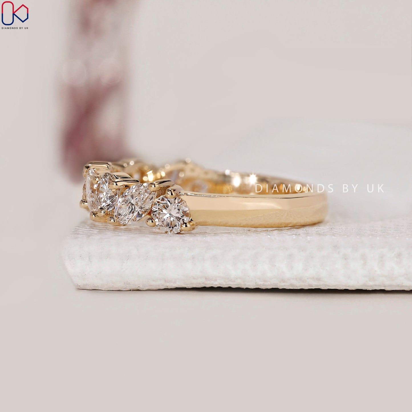 Marquise And Round Band In Half Eternity Style
