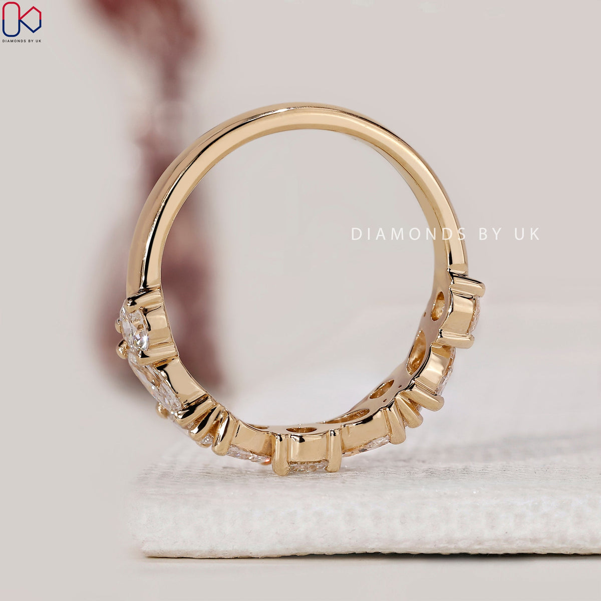 Marquise And Round Band In Half Eternity Style
