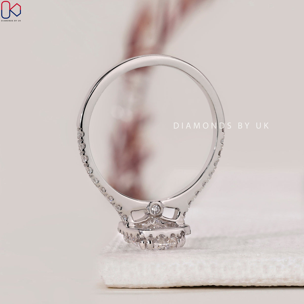 Elongated Cushion Cut Diamond Ring In White Gold