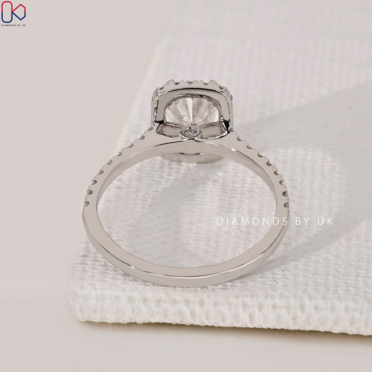 Elongated Cushion Cut Diamond Ring In White Gold