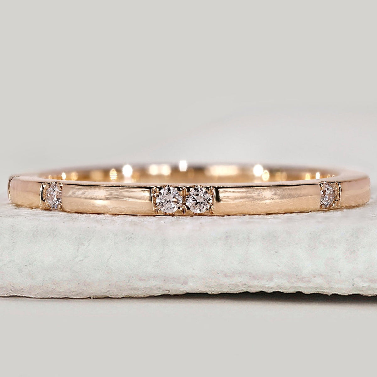 Round Diamond Gypsy Set Wedding Band