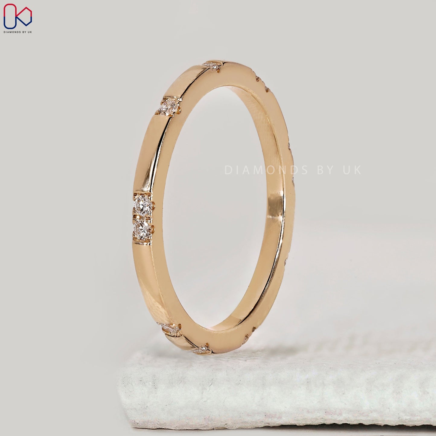 Round Diamond Gypsy Set Wedding Band