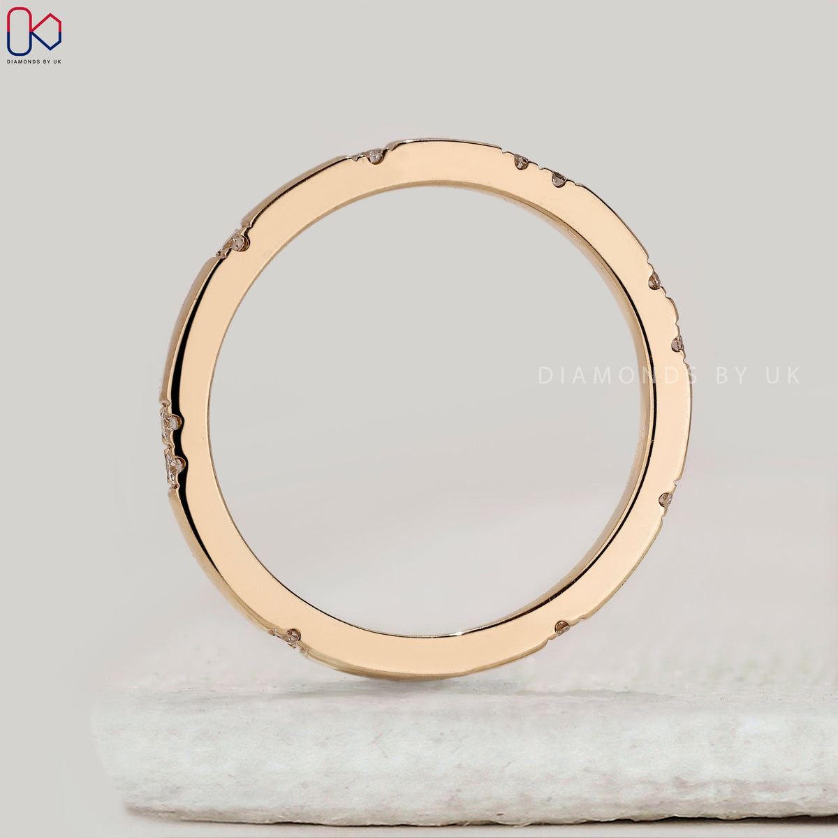 Round Diamond Gypsy Set Wedding Band