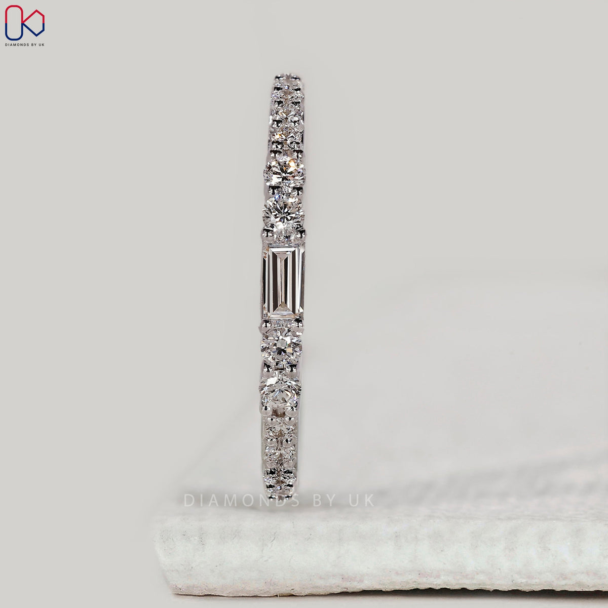 Half Eternity Baguette and Round Diamond Band