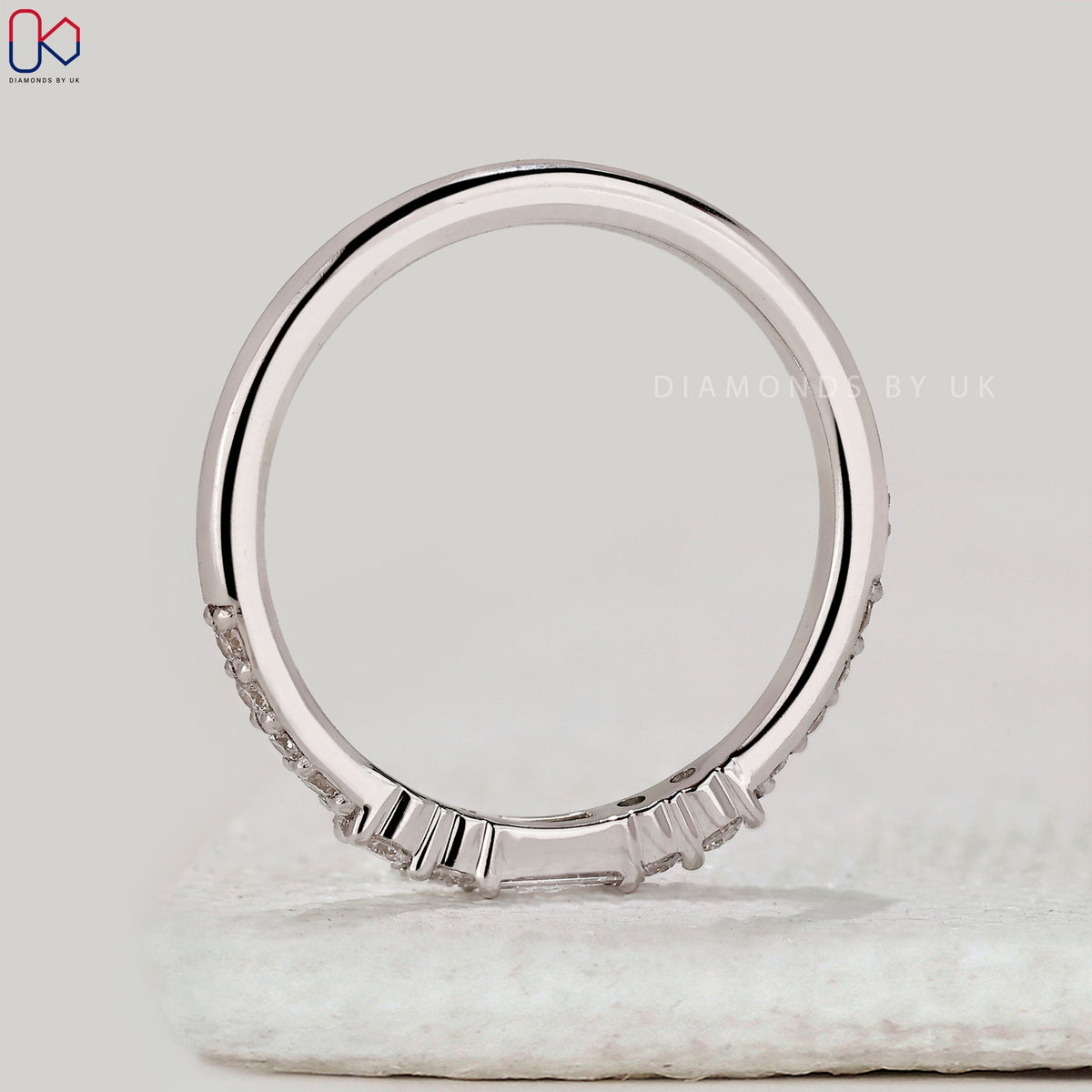Half Eternity Baguette and Round Diamond Band