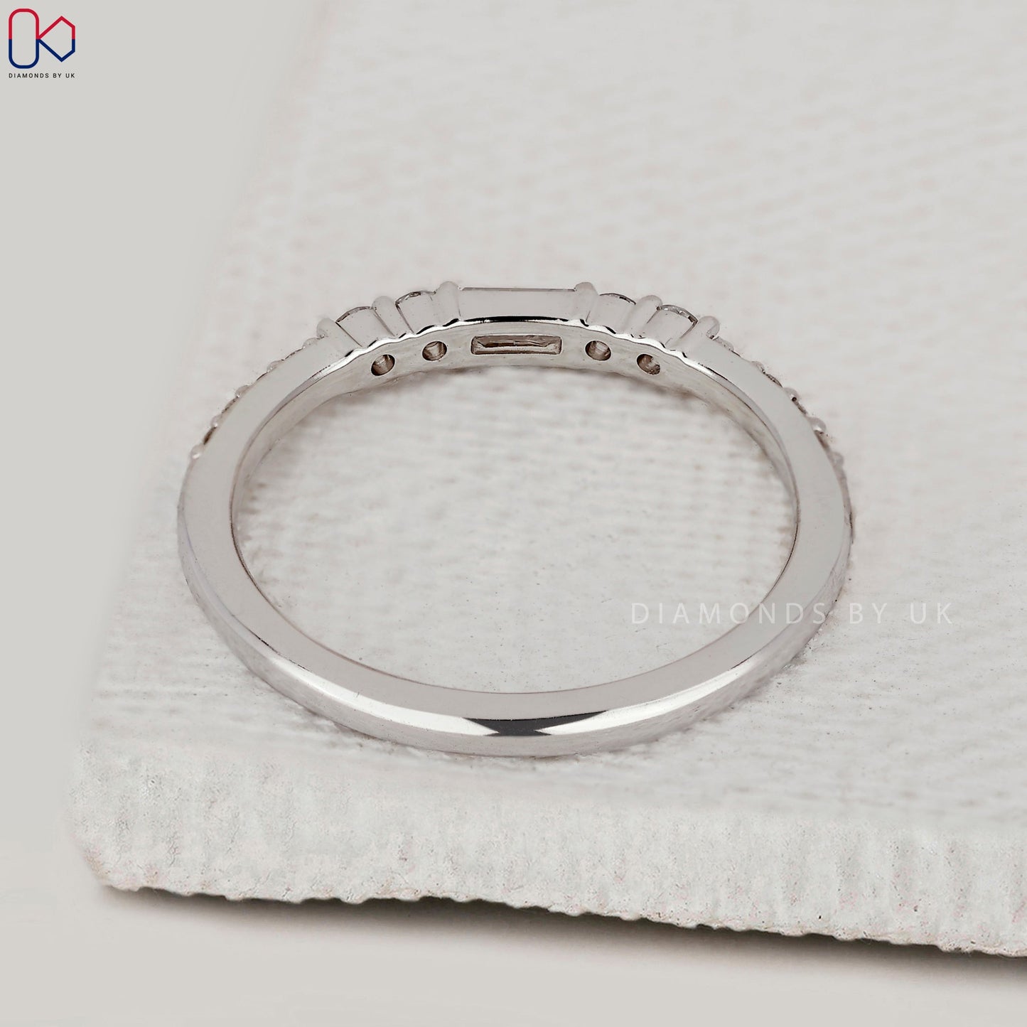 Half Eternity Baguette and Round Diamond Band