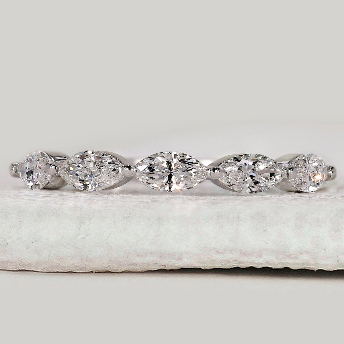 5 Stone Marquise Diamond Wedding Band