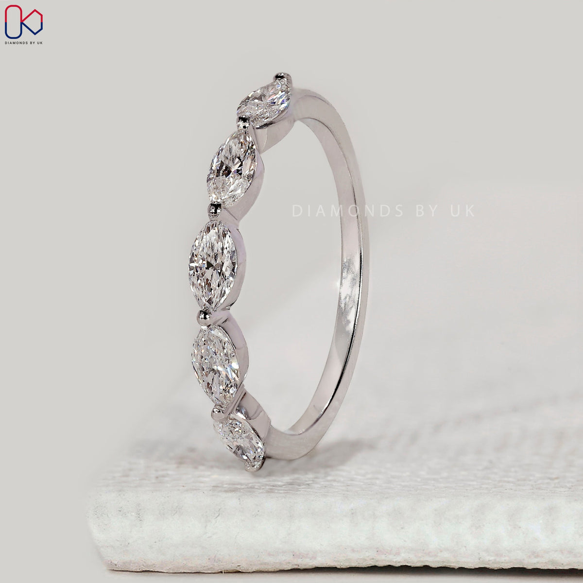 5 Stone Marquise Diamond Wedding Band