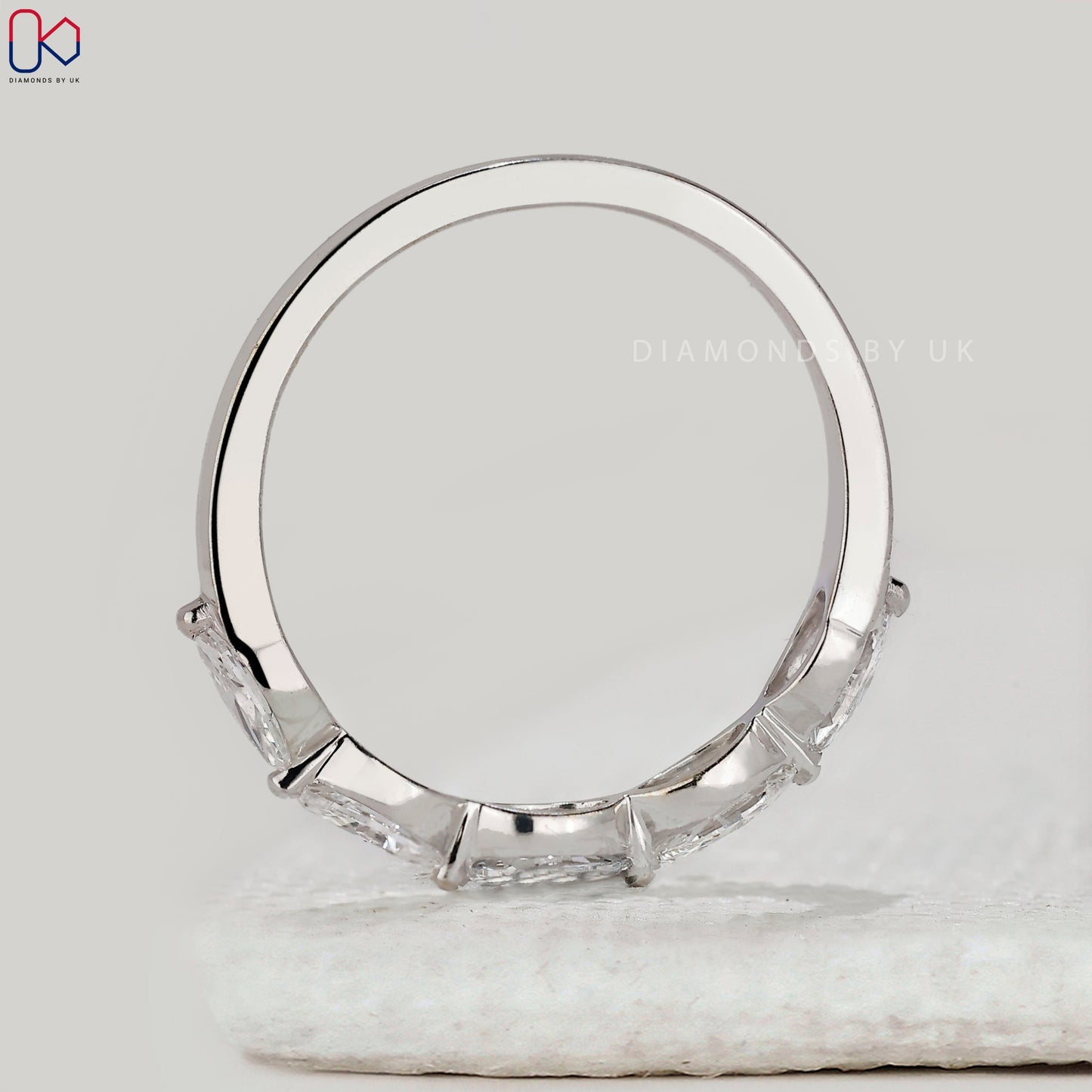 5 Stone Marquise Diamond Wedding Band