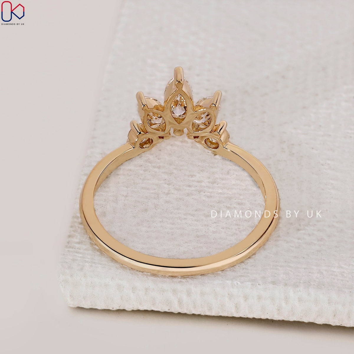 Crown Wedding Band With Marquise And Round Diamond